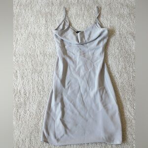 Light Gray Spaghetti Strap Cowl Neckline Dress